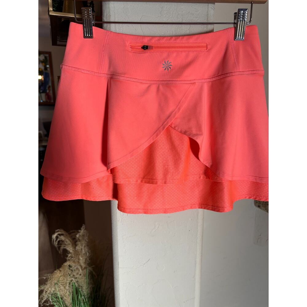 Athleta Women's Neon Coral Athletic Skort Lined Tennis Golf Skirt XS 00-2 - Picture 2 of 4